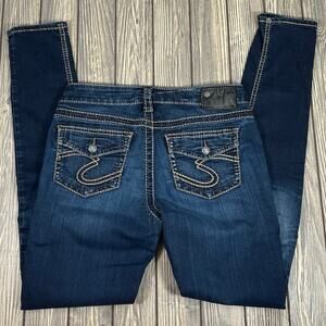 Silver‎ Suki Women Jeans Mid Super Skinny Flap Pocket Contrast Stitch Sz 29x31